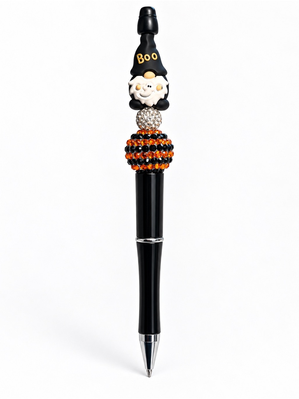 Halloween Boo Gnome Crystal Accent Black and Orange Pen